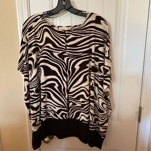 Michael Kors Chocolate Zebra Poncho/ Tunic Blouse XL